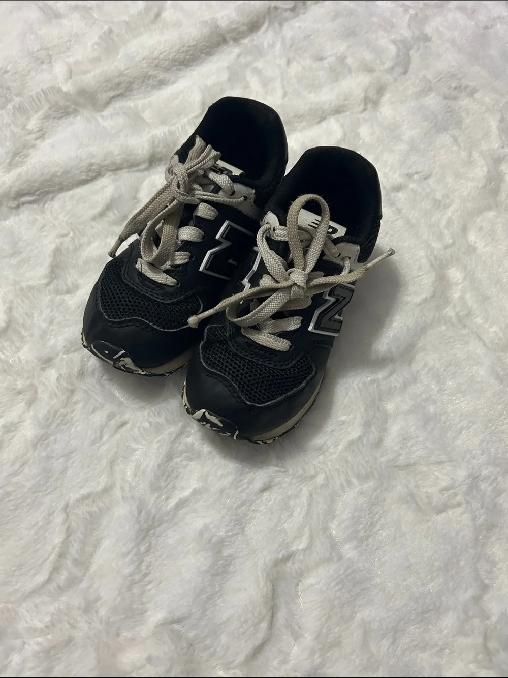 New Balance Kids Black and White Athletic Sneakers